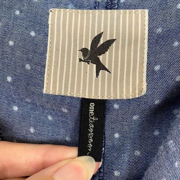 One Teaspoon Homesick Blues Chambray Polka Dot Sleeveless Shirt Dress - Picture 5 of 7